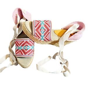 Penelope Chilvers High Costa Mayan Weave‎ Espadrille US 8.5 Women's Heel Wedge